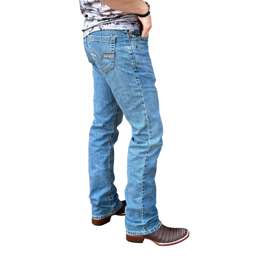 Cinch Men's Ian Slim Fit Bootcut Jean in Medium Stonewash