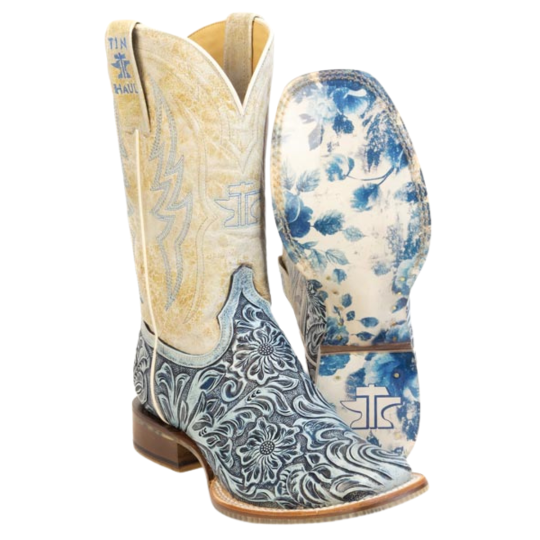 Tin Haul Women's Charmcut Western Boot with Floral Sole