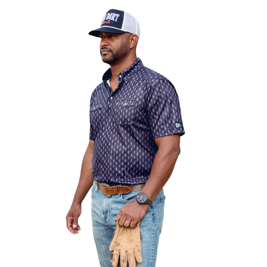 Red Dirt Hat Co. Men's S/S Cowboy Casual Polo in Diamond