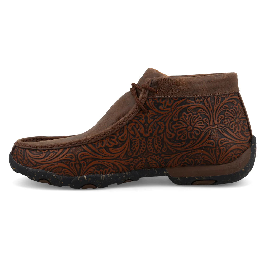 Brown Tooled Twisted X Ladies Tooled Flowers Driving Mocs Twisted