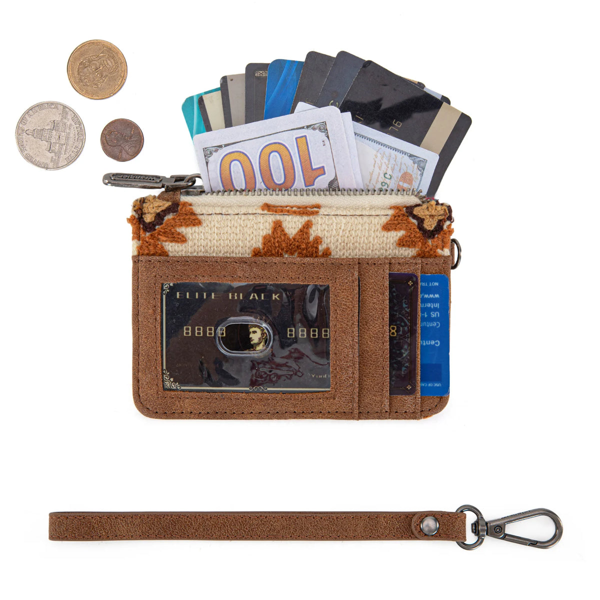 Wrangler Aztec Print Card Wallet in Brown