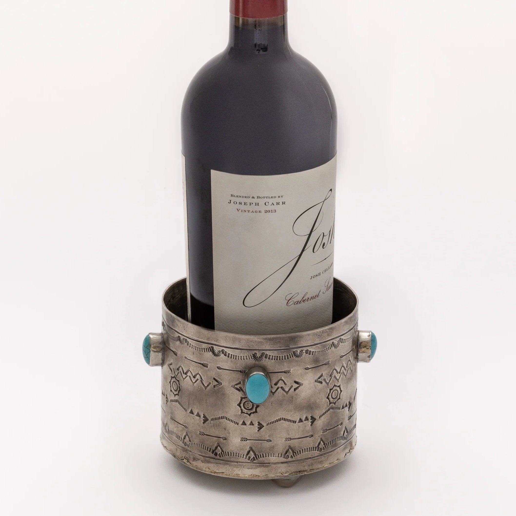 Stamped Wine Coaster with Turquoise Stones - Thumbnail 4