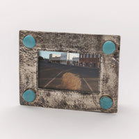 4X6 Dimpled Frame With Turquoise Stones By J. Alexander Rustic Silver