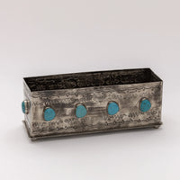 Stamped Planter With Turquoise By J. Alexander Rustic Silver