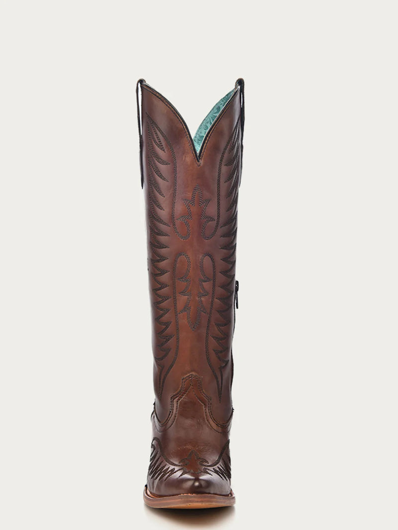 Corral Women's 15" Embroidered J Toe Boot in Cognac