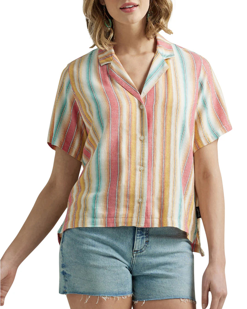 Wrangler Retro Women's Americana Camp Shirt in Multi Stripe