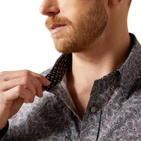 Ariat Men's L/S Wrinkle Free Josiah Classic Fit Paisley Western Snap Shirt in Grey