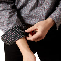 Ariat Men's L/S Wrinkle Free Josiah Classic Fit Paisley Western Snap Shirt in Grey