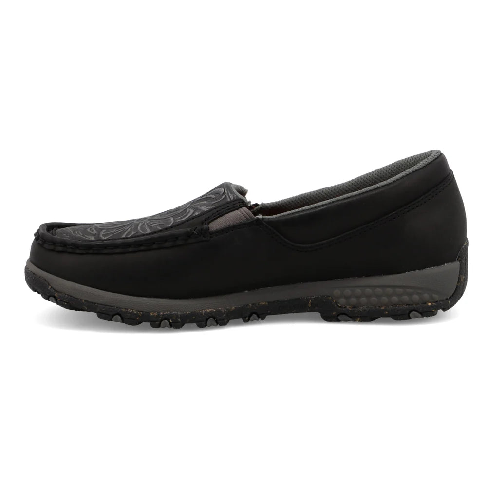 Twisted X Women's Slip-On Driving Moc in Black and Tooled Black