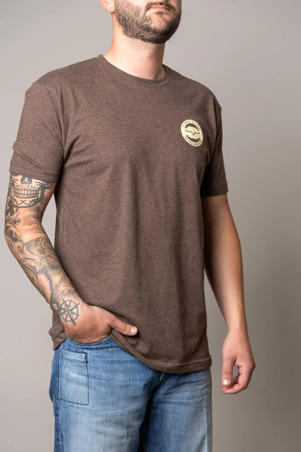 Kimes Ranch Wood Stamp T-Shirt in Heather Espresso
