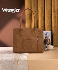 Wrangler Tooled Aztec Knitted Concealed Carry Wide Tote in Brown