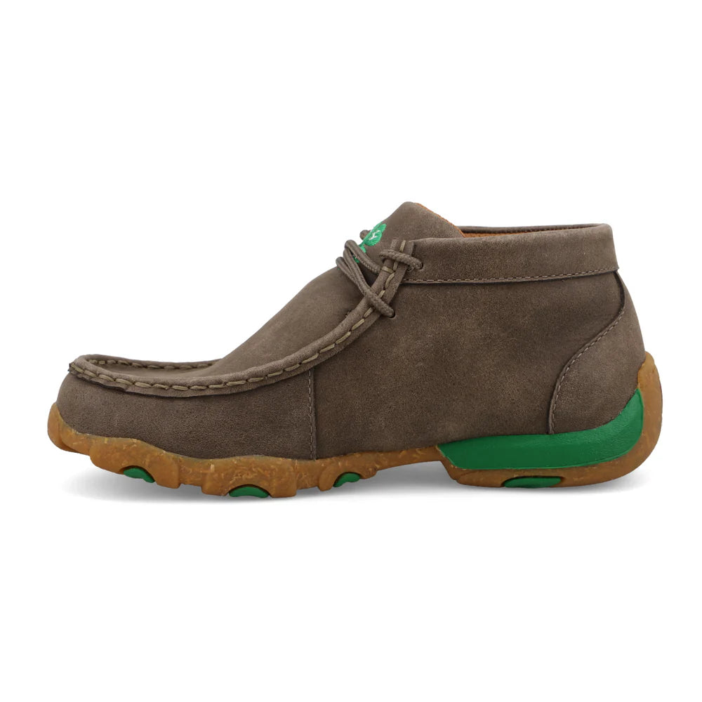 Twisted X Kid's Chukka Driving Moc in Deep Taupe & Kelly Green