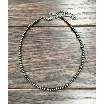 16" Silver Navajo Inspired Bead Necklace