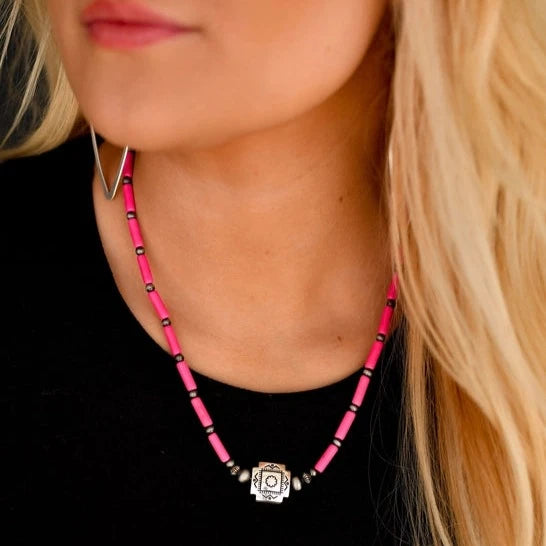 West & Co. Southwestern Pink Tube Bead Necklace