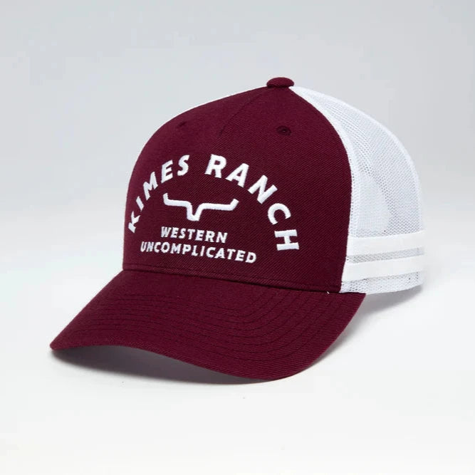 Kimes Ranch Cantor Ball Cap in Burgundy & White