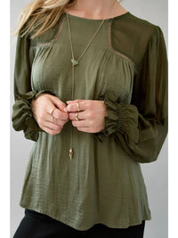 Women's Satin Blouse in Olive