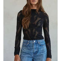 Women's L/S Knit Seamless Jacquard Mock Neck Top (Available in 2 Colors!)