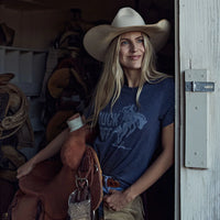 Cowboy Cool "Buck Off" Graphic Tee in Midnight Navy