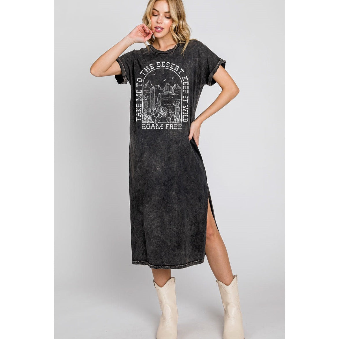 Women's "Take Me To The Desert" Mineral Washed T-Shirt Dress