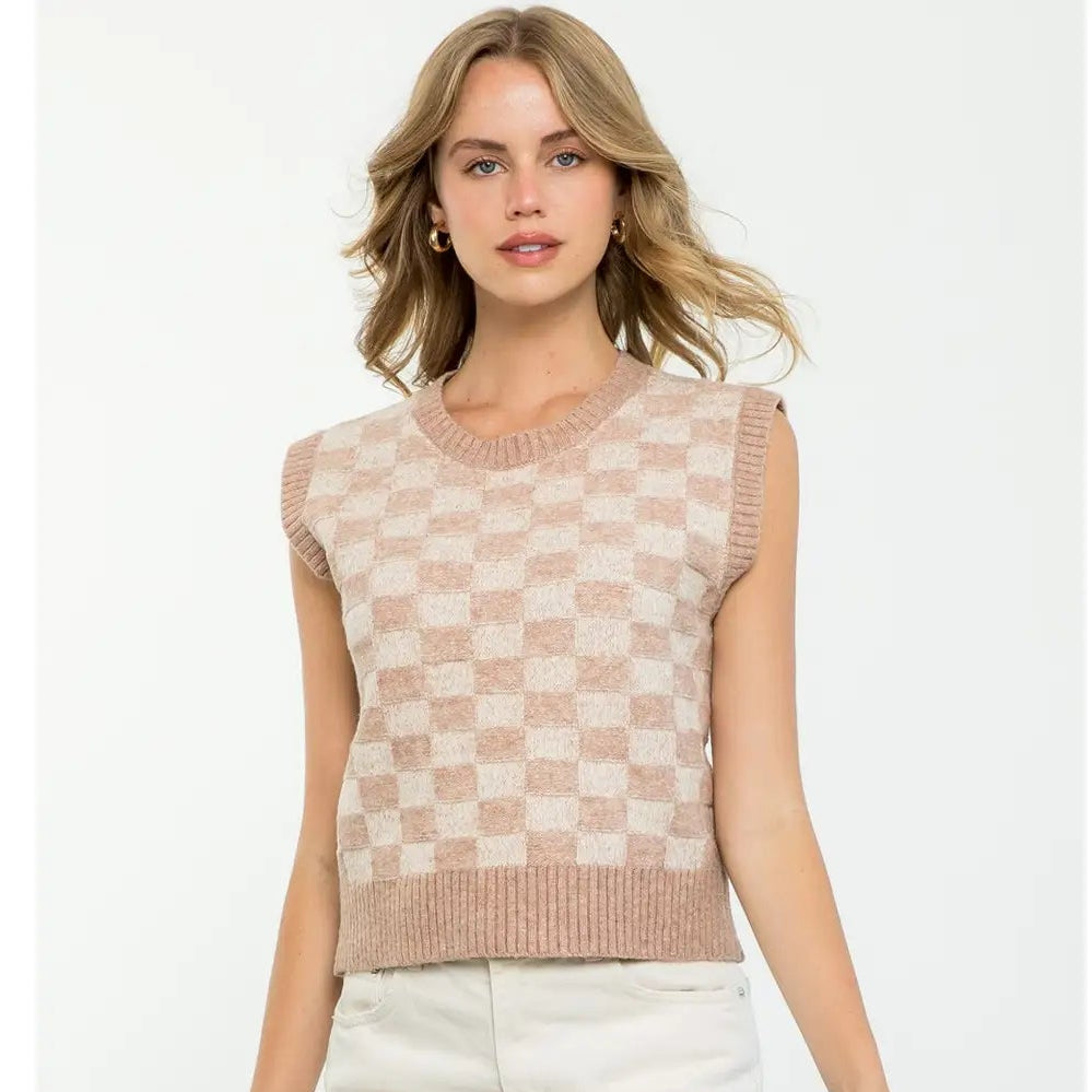 Women's Checkered Sweater Vest