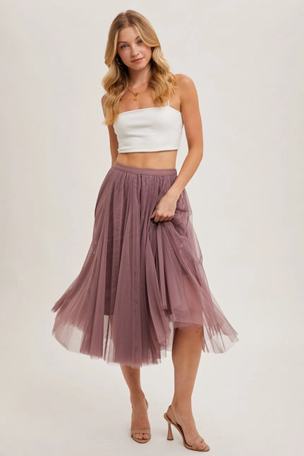 Women's Tulle Midi Skirt (Available in Two Colors)