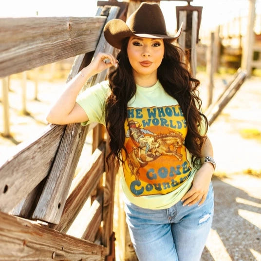 Women's "The Whole World's Gone Country" Graphic Tee in Green