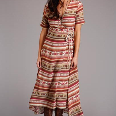 Stetson Women's Sunset Aztec Print Wrap Front Dress.