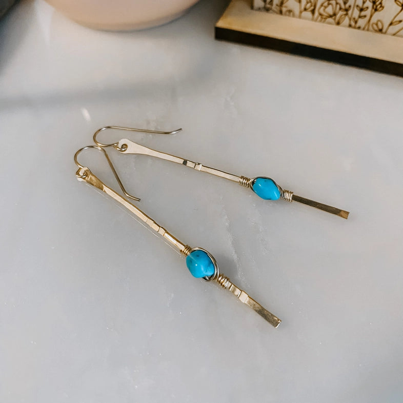 Derive 14k Gold Filled Sticks & Stones Kingman Turquoise Earrings