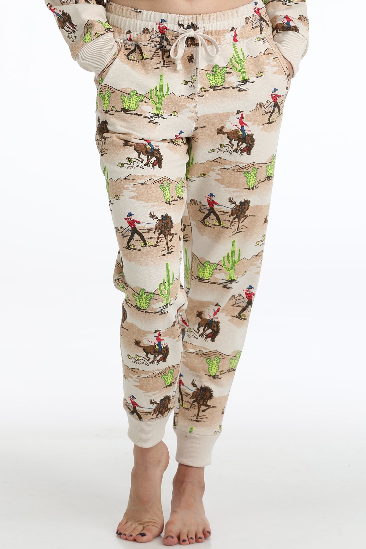 Cruel Women's Cowboy Print Jogger Pant in Cream