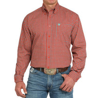 Cinch Men's L/S Classic Fit Medallion Print Western Button Down Shirt in Red