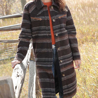 Cruel Women's Southwest Striped Duster in Brown