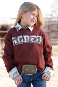 Cruel Girl's Youth Rodeo Sweatshirt in Burgundy