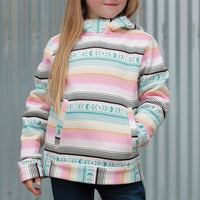 Cruel Girl's Youth Blanket Stripe Hoodie in Pink & Turquoise