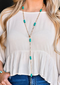 West & Co. Multi-Way Turquoise Cluster Gold Link Chain Necklace