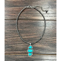 15" Handmade Navajo Turquoise Pendant Beaded Necklace