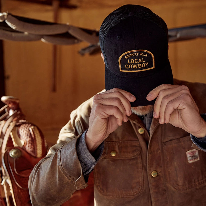 Cowboy Cool "Support Your Local Cowboy" Trucker Hat in Black