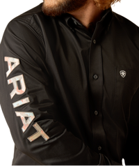 Ariat Men's Team Logo Fitted Twill Western Button Down Shirt in Black