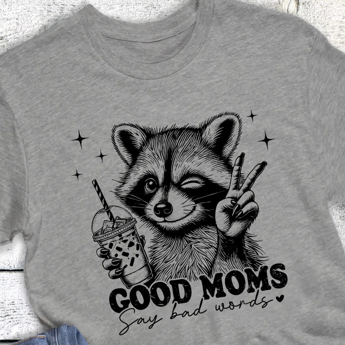 Women's Good Moms Say Bad Words Graphic Tee in Grey