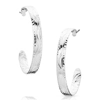 Montana Silversmiths Timeless Elegance Chiseled Silver Hoop Earrings