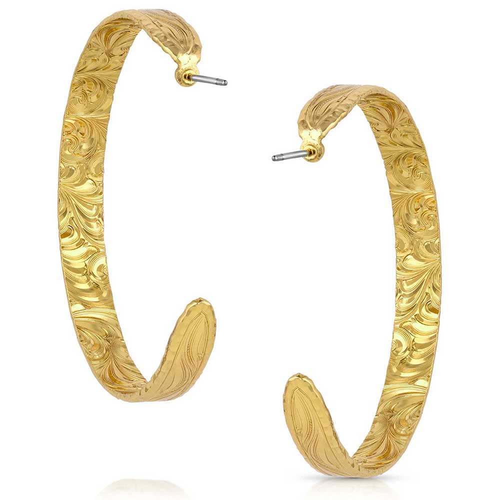 Montana Silversmiths Timeless Elegance Chiseled Gold Hoop Earrings