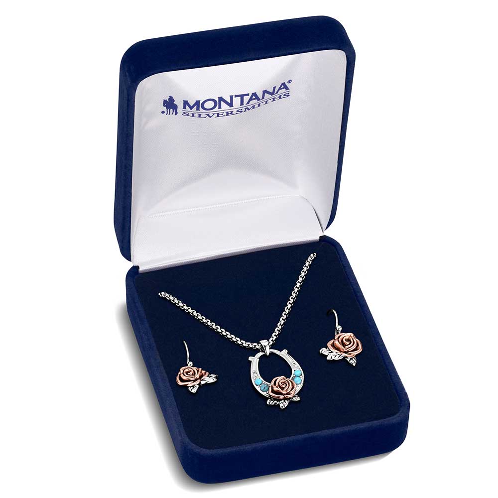 Montana Silversmiths Ride for the Roses Jewelry Set