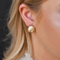 West & Co. Small Gold Floral Stamped Concho Post Earrings