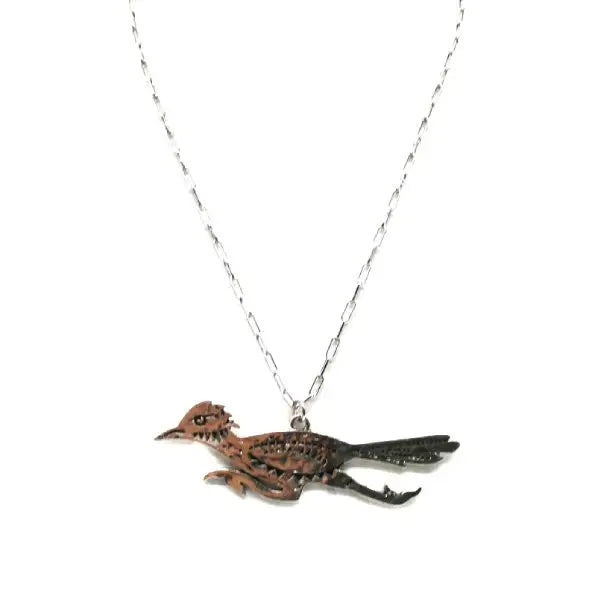 Etched Road Runner Necklace