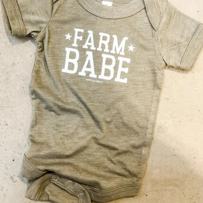 American Farm Co. Baby "Farm Babe" Onesie in Olive Green