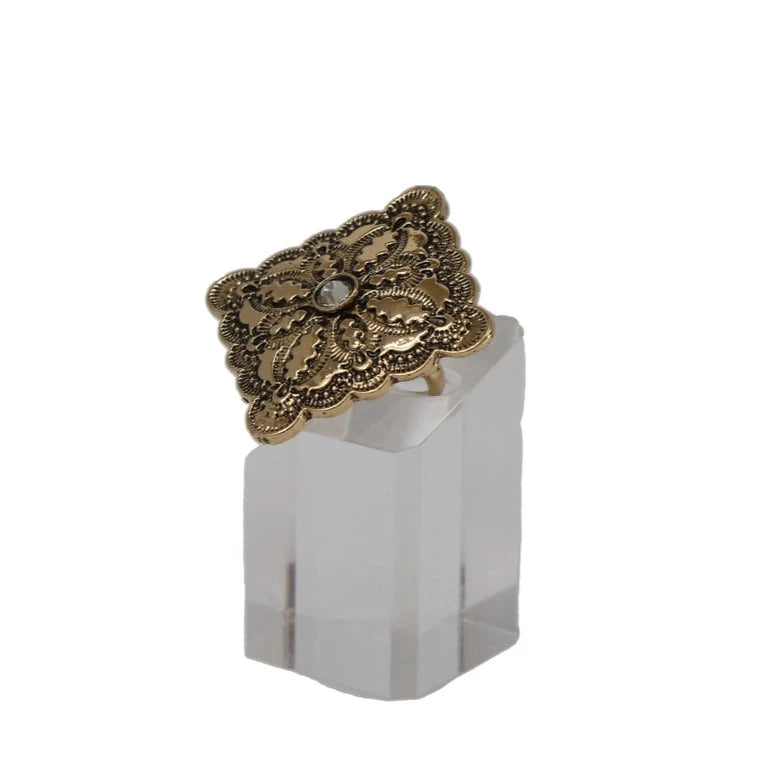 West & Co. Gold Dimond Concho Adjustable Ring