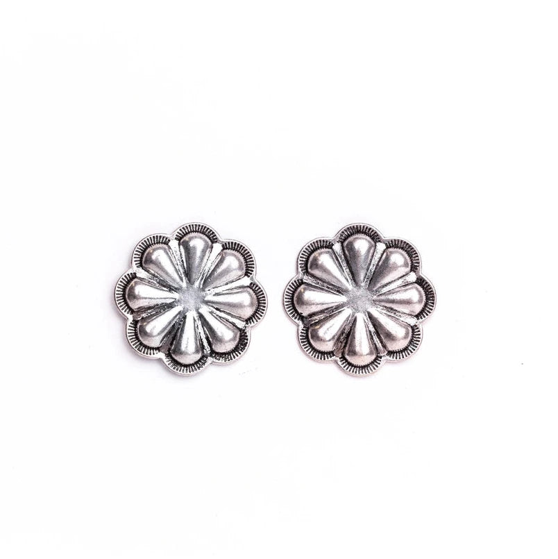 West & Co. Burnished Silver Floral Concho Stud Earrings