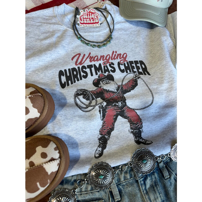 Women's Wrangling Christmas Cheer Graphic Sweatshirt in Ash