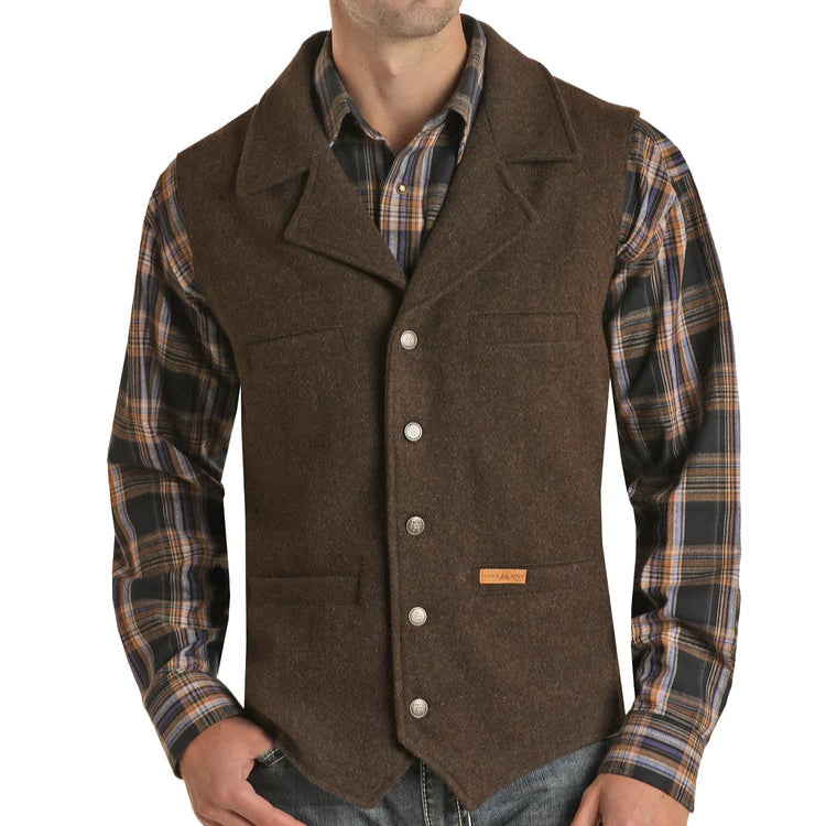 Panhandle Slim Men's Montana Wool Vest in Dark Brown