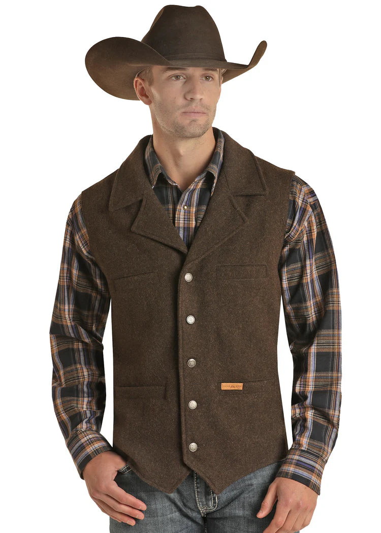 Panhandle Slim Men's Montana Wool Vest in Dark Brown