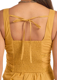 Women's Rock & Roll Denim Eyelet Inset Tank Top in Gold